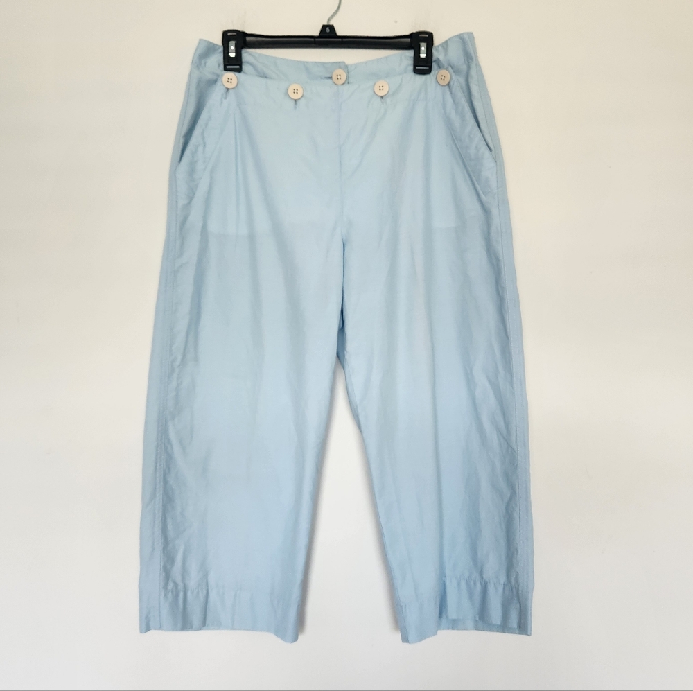 Ralph Lauren Light Sky Blue Cropped Sailor Pants Preppy Nautical Coastal 14P